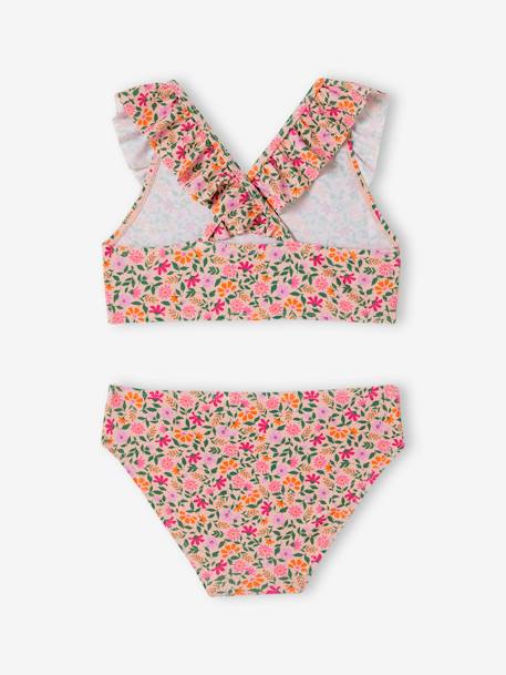 Maillot de bain 2 pièces imprimé fleuri rose pâle 