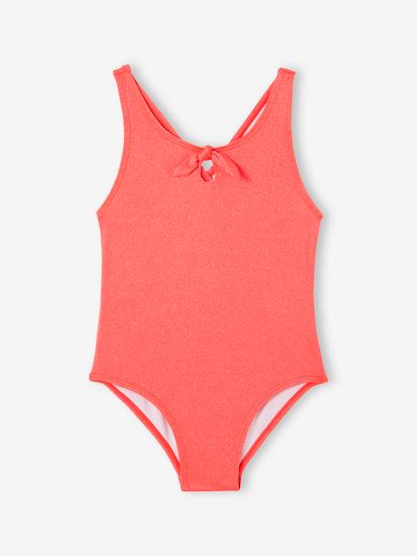 Maillot de bain 1 pièce fille glitter corail 