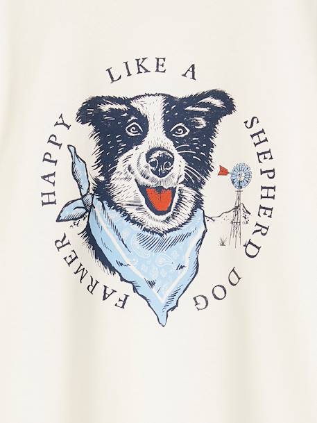 Jungen T-Shirt mit Hundeprint Oeko-Tex wollweiß 