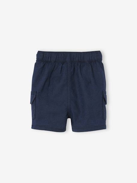 Short en lin et coton bébé bleu nuit 