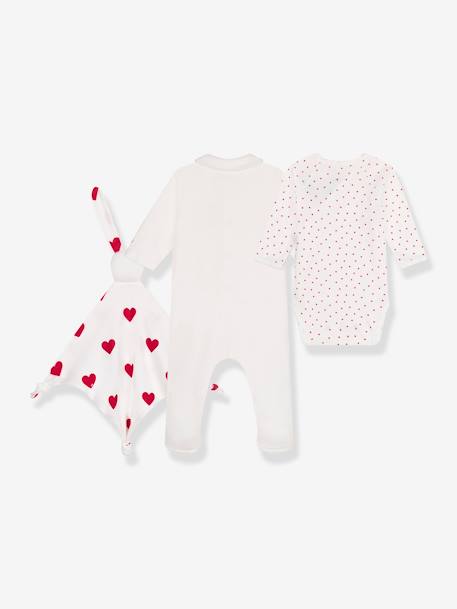 Dors-bien + body + doudou cœur PETIT BATEAU blanc 