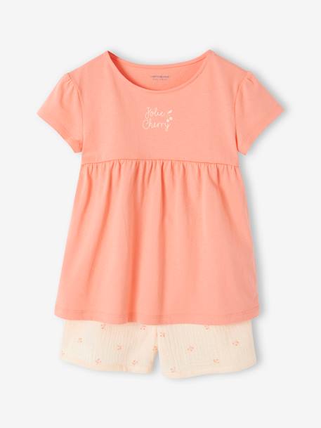 Kurzer Mädchen Schlafanzug aus Musselin Oeko-Tex rosa 