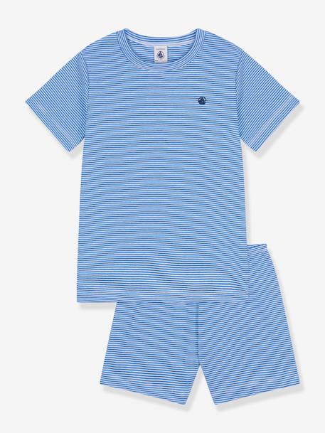 Kurzer Jungen Schlafanzug PETIT BATEAU, Ringelstreifen blau 