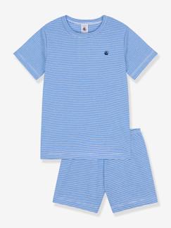 Junge-Pyjama, Overall-Kurzer Jungen Schlafanzug PETIT BATEAU, Ringelstreifen