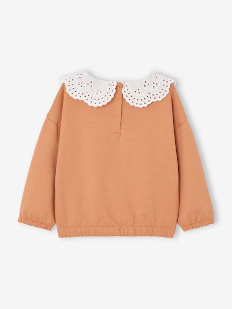 Baby Sweatshirt mit Recycling-Polyester karamell+salbeigrün 