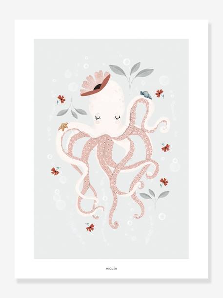Affiche Lady Octopus LILIPINSO bleu grisé 