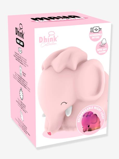 Softes Kinderzimmer Akku-Nachtlicht Elefant MAYA DHINK rosa 