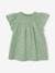 Ensemble en gaze de coton : robe + bloomer + bandeau bébé vert sauge 