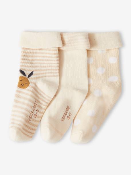3er-Pack Baby Socken mit Ananas Oeko-Tex sandfarben 
