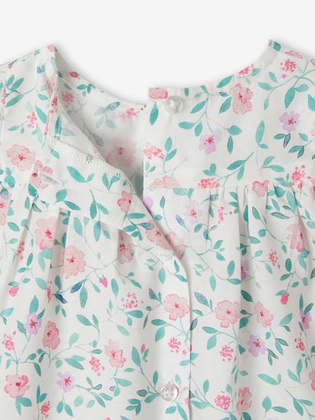 Blouse bébé motif fleurs écru 