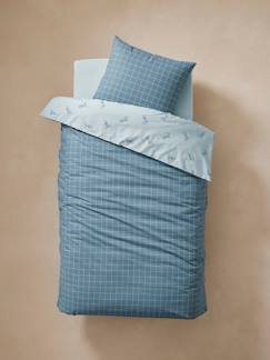 Linge de maison et décoration-Pack housse de couette + taie d'oreiller essentiels Réversible CARREAUX VELOS, avec coton recyclé