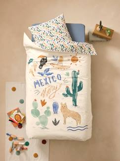 Linge de maison et décoration-Linge de lit enfant-Fourre de duvet-Parure fourre de duvet + taie d'oreiller MEXICO STORY, avec coton recyclé