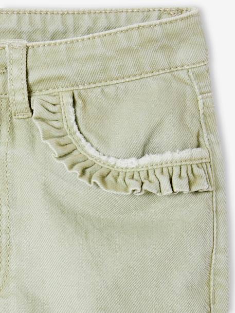 Pantalon droit MorphologiK Fille Tour de hanches Fin blush+vert sauge 