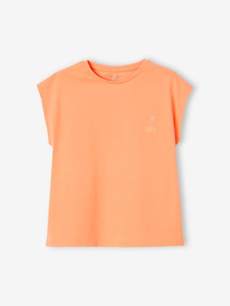 Mädchen T-Shirt BASIC Oeko-Tex koralle+mandarine 