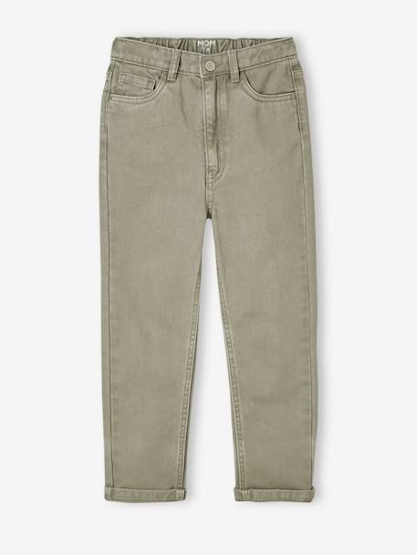 Mädchen Mom-Hose, Hüftweite SLIM khaki+pfirsich 