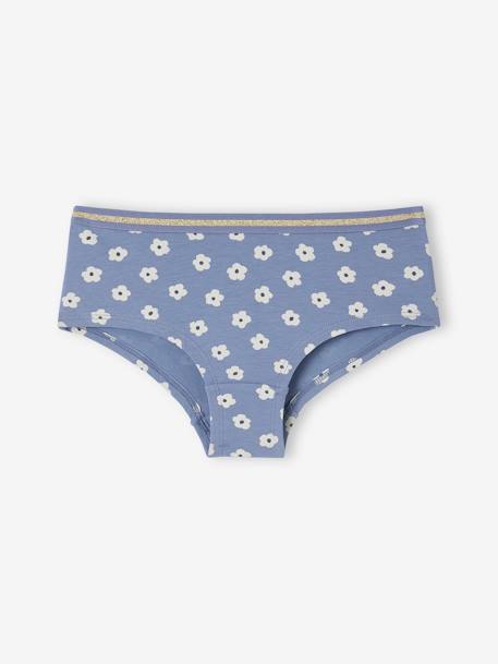 Lot de 7 shorties fleurs fille en coton bio rose 