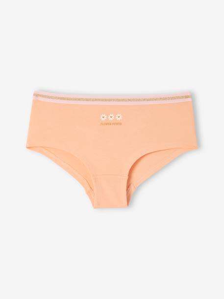 Lot de 7 shorties fleurs fille en coton bio rose 