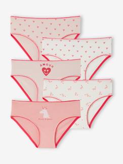 Lot de 5 culottes coeurs et licornes fille en coton bio