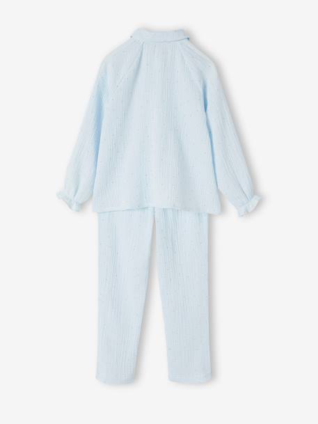 Mädchen Schlafanzug mit Glitzertupfen himmelblau 