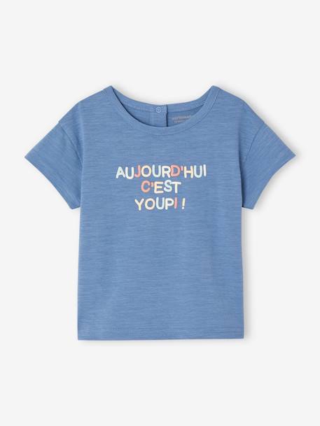 Jungen Baby T-Shirt mit Message-Print blau+ecru 