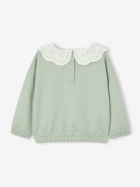 Sweat col brodé bébé personnalisable caramel+vert sauge 