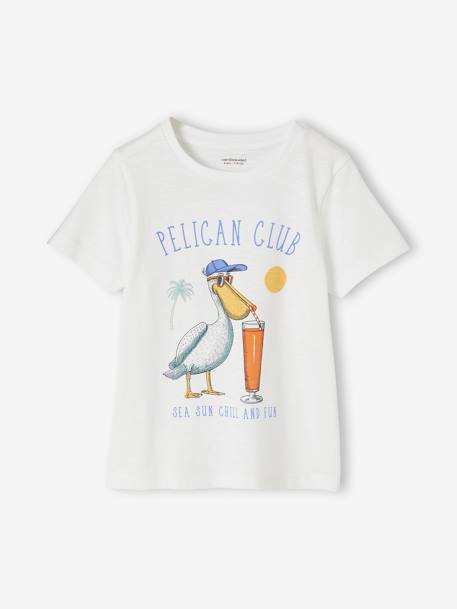 Jungen T-Shirt, Tierprint ecru+terracotta+weiß 