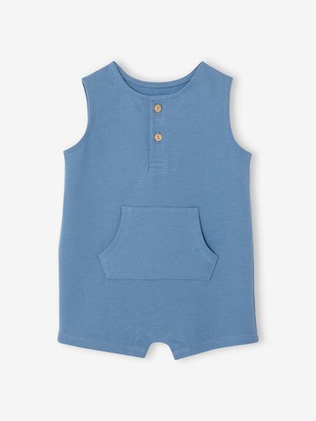 Baby Kurzoverall aus Sweatware Oeko-Tex blau+himmelblau 