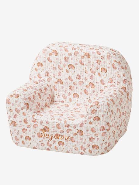 Fauteuil mousse en gaze de coton personnalisable Indienne Folk rose imprimé 