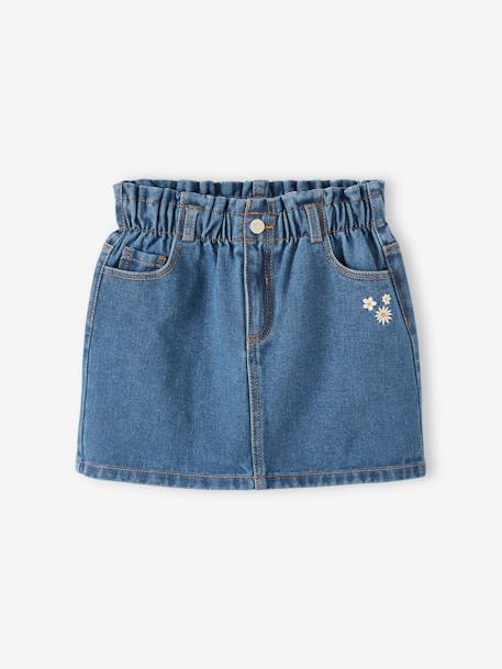 Jupe en jean style paperbag fille stone 