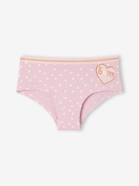 Lot de 7 shorties fleurs fille en coton bio rose 