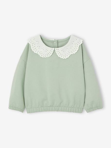 Baby Sweatshirt mit Recycling-Polyester karamell+salbeigrün 