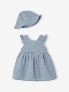 -Baby-Set aus Musselin: Kleid & Sonnenhut