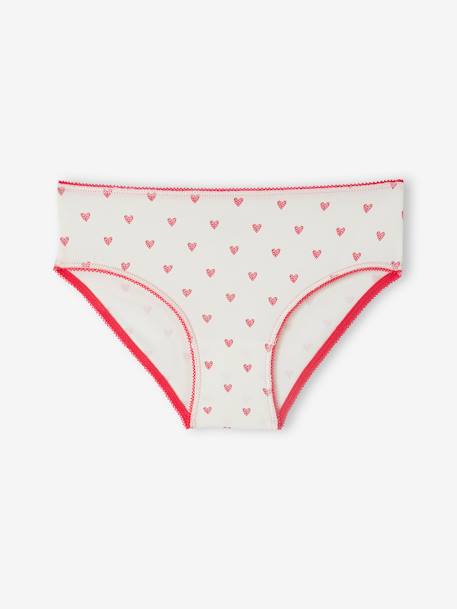 Lot de 5 culottes coeurs et licornes fille en coton bio rose 