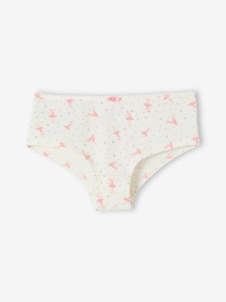 Lot de 4 shorties ballerine fille en coton bio écru 