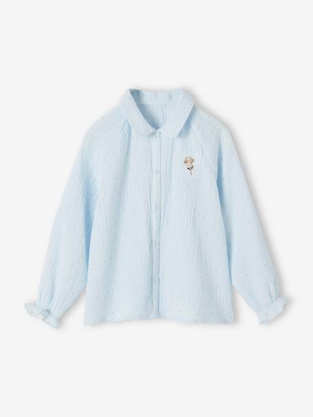 Pyjama fille chemise à pois scintillant personnalisable bleu ciel 
