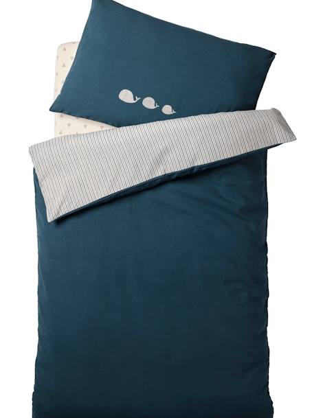 Baby Bettbezug ohne Kissenbezug NAVY SEA Oeko-Tex blau gestreift 