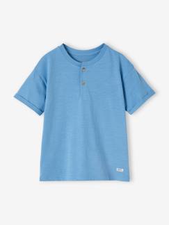 Junge-T-Shirt, Poloshirt, Unterziehpulli-Jungen Henley-Shirt mit Recycling-Baumwolle BASIC