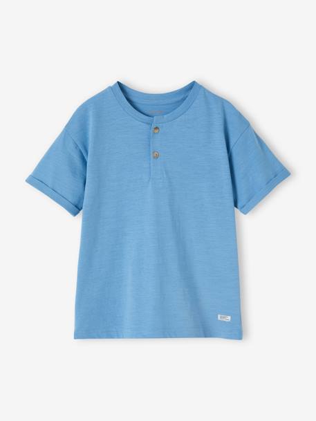 Jungen Henley-Shirt mit Recycling-Baumwolle BASIC azurblau+wollweiß 