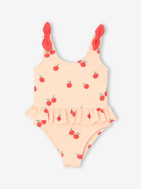 Maillot de bain 1 pièce pommes bébé fille écru 