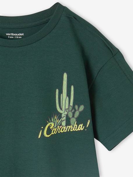 Tee-shirt motif cactus placé garçon vert sapin 