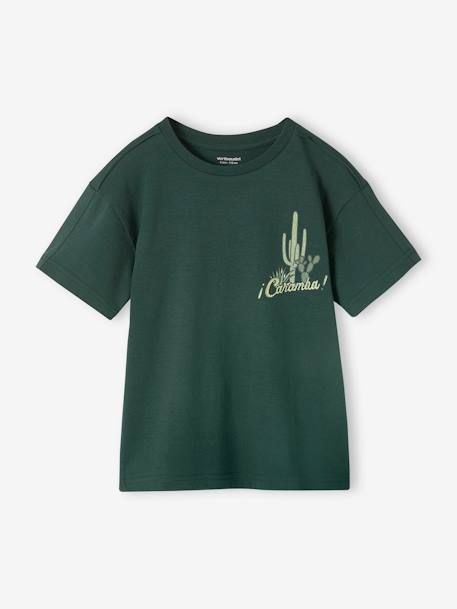 Tee-shirt motif cactus placé garçon vert sapin 