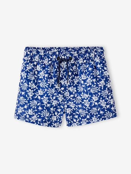 Short de bain imprimé fleurs garçon collection Team Famille bleu imprimé 