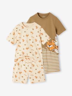 Junge-Pyjama, Overall-2er-Pack kurze Jungen Schlafanzüge mit Tigern Oeko-Tex