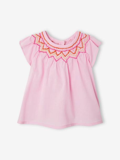 Ensemble blouse, short et bandeau bébé rose 