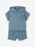 Baby-Set: Kapuzenshirt & Shorts aus Waffelpikee pfauenblau 