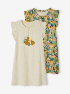 Fille-Pyjama, surpyjama-Lot de 2 chemises de nuit tropicales