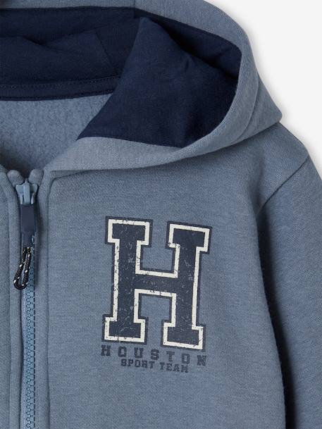 Sweat zippé à capuche sport garçon. bleu grisé+gris chiné+marine+rouge 