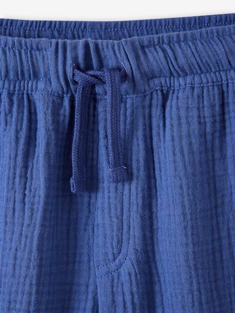 Jungen Shorts aus Musselin elektrisch blau+grün 