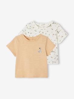 Lot de 2 T-shirts naissance manches courtes en coton biologique