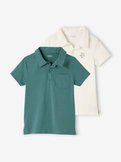 Garçon-T-shirt, polo, sous-pull-Polo-Lot de 2 polos garçon unis manches courtes